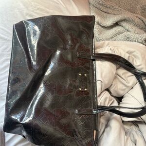 Black Patent Leather Tote Bag